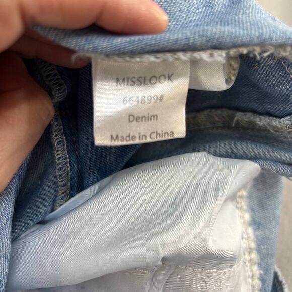 Misslook Bib Overalls Women's Size M Blue Distressed Adjustable Western Normcore - Picture 16 of 16